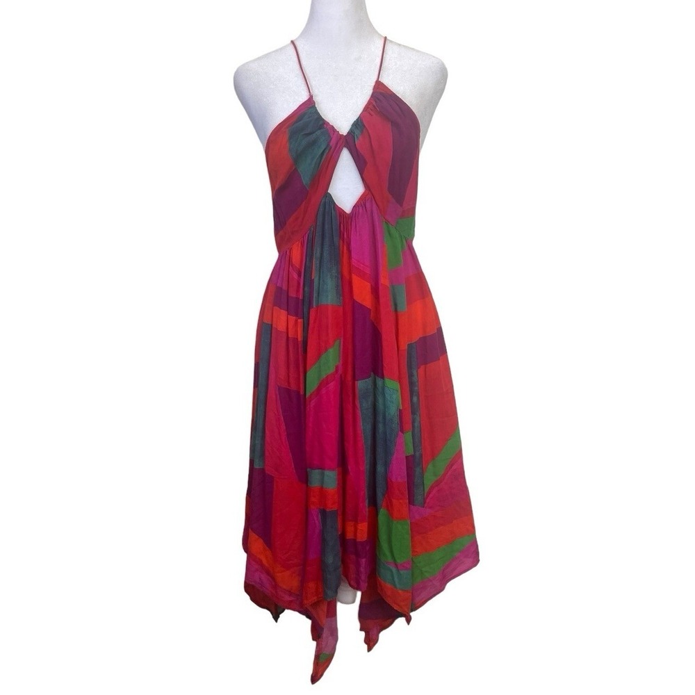 Anthropologie COVER UP Womens Medium Red Colorblock The Alani Maxi Summer